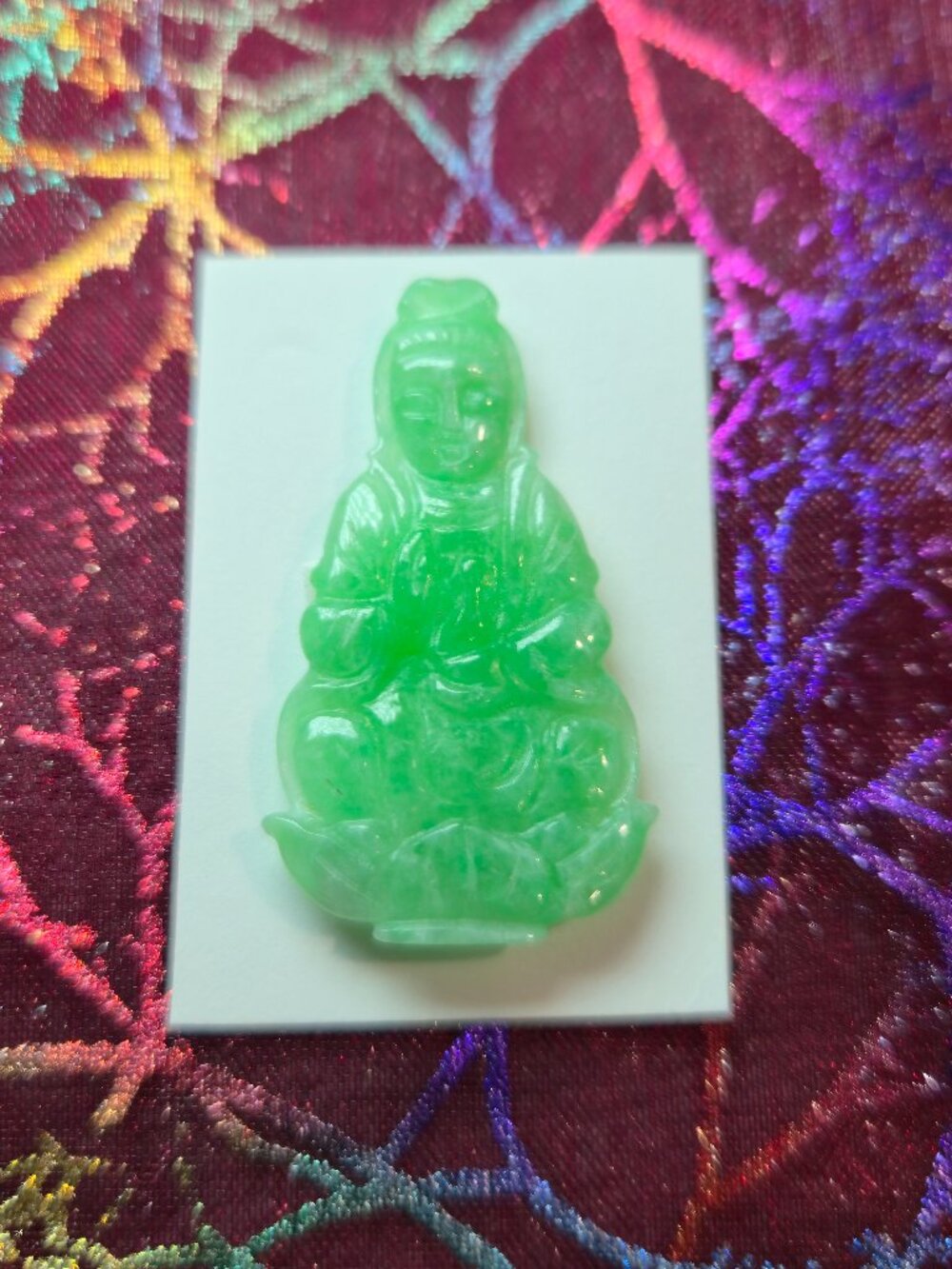 Vintage Green Jade Guan Yin Carving | DIY Pendant Jewelry
